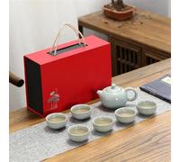 Service A Thé De l'après-Midi Service Thé Céramique Cadeau Affaires Créatif Four Geyao Ru Un Pot Six Tasses Avec Boîte Main Services A Thé(B)