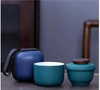 Service A Thé De l'après-Midi Service Thé Kung Fu Voyage Céramique, Pour Extérieur Portable Facile Ranger Une Tasse Pour Seule Personne Services A Thé(Blue)