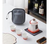 [Service à thé de style cour chinoise] Un pot de trois tasses de céramique - Design de marchandise de la Cité interdite, boîte cadeau portable, saine et sans plomb (multicolore en option)