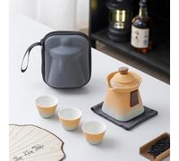 [Service à thé de style cour chinoise] Un pot de trois tasses de céramique - Design de marchandise de la Cité interdite, boîte cadeau portable, saine et sans plomb (multicolore en option)