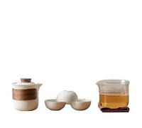 Service à thé de voyage en céramique artisanale - 1 théière et 3 tasses, kit portable for une utilisation en extérieur et en entreprise(A One pot three cups)