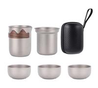 Service à thé de voyage en titane | Ensemble de théière de voyage | Pour camping, pique-nique, voyage, plage, jardin, jardin, jardin, jardin, pêche, concert en plein air, terrasse, bureau