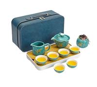 Service à thé de voyage portable en céramique - Gaiwan, tasse à thé et infuseur avec plateau et sac de transport for la maison, le bureau et les activités de plein air(A1)
