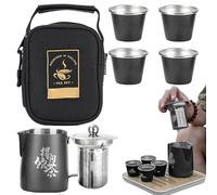 Service à thé de voyage, service à thé chinois - Service à Tasses à en acier inoxydable | à Kung Fu Portable avec sac de voyage, pour la maison, sac à dos en plein air, Camping, ra