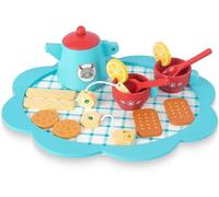 Service à thé en Bois pour Les Enfants, Jeux de Nourriture Faire Semblant Jeux Accessoires de Cuisine 3 4 5 Ans Fille garçon, Bambin Princesse Teatime Party Food Toys