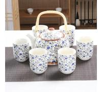 Service à thé en céramique créatif, 1 Pot, 6 Tasses, théière Faite à la Main, Tasse en Porcelaine Chinoise, Cadeau, Service à thé Floral Kung Fu, Service à thé de Voyage pour Le Bureau