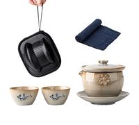 Service à thé en céramique, service à thé pour adultes, verrerie et récipients empilables, tasses à thé, ensemble à thé en céramique anti-brûlure antidérapant pour infuser du thé noir Pu-Erh Oolong