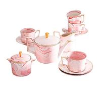 Service à thé en porcelaine, 15 pièces, for adultes, tasses café et soucoupes, de mariage avec sucrier, pichet lait, crème(Pink)