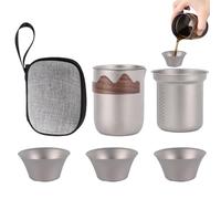 Service À Thé En Titane,Accessoires De Camping Pour Extérieur | Théière À Double Paroi,Pour Randonneurs Campeurs Pique-Nique Plage Jardin Arrière-Cour Parc Pêche Concert Extérieur Terrasse Maison Bure