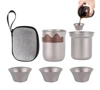 Service à thé en titane - Tasse à thé portable - Service à thé léger Kung Fu - Ensemble de tasses à thé - Élégant service à thé anti-brûlure à double couche - Design convivial pour les amateurs de thé