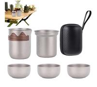 Service à thé en titane - Tasse à thé portable - Service à thé léger Kung Fu - Ensemble de tasses à thé - Élégant service à thé anti-brûlure à double couche - Design convivial pour les amateurs de thé