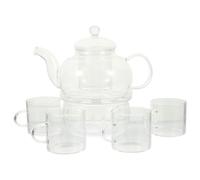 Service à Thé en Verre Anti-brûlure avec Tasse, Élégant et Chic | Ensemble Domestique Délicat, Accessoire Candélabre Inclus, Style Raffiné, pour Infusion Quotidienne et Table