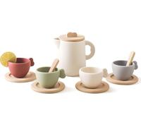 Service à thé Enfant 14 pièces Silicone Alimentaire & Bois, dînette Cuisine Jeu d’Imitation, Lavable, éducatif Montessori Jeu de rôle, Cadeau Anniversaire Filles garçons 3-5 Ans