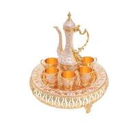 Service à thé Ensemble tasse à café et théière Ensemble pour table à thé Décoration peut être utilisée dans le salon Salle à manger Or 25 x 7 cm Nombre de tasses à thé : 6