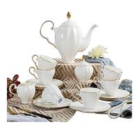 Service à thé for adultes, coffrets cadeaux de café en porcelaine, tasses et for 6 personnes avec théière céramique, sucrier