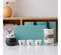 Service à thé japonais en céramique, coffret cadeau, sac de voyageant portable, for adultes, amateurs de thé, femmes et hommes(6 Set)