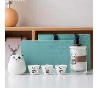 Service à thé japonais en céramique, coffret cadeau, sac de voyageant portable, for adultes, amateurs de thé, femmes et hommes(4 Set)