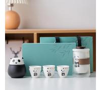 Service à thé japonais en céramique, coffret cadeau, sac de voyageant portable, for adultes, amateurs de thé, femmes et hommes(10 Set)