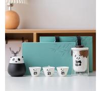 Service à thé japonais en céramique, coffret cadeau, sac de voyageant portable, for adultes, amateurs de thé, femmes et hommes(5 Set)