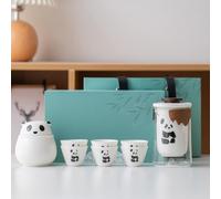 Service à thé japonais en céramique, coffret cadeau, sac de voyageant portable, for adultes, amateurs de thé, femmes et hommes(7 Set)