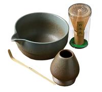 Service À Thé Japonais - Kit Bol Et Fouet À | Ensemble De Cérémonie Ḿatcha 4 Pièces Avec Bol À Bec, Fouet, Cuillère Et Support Pour Les Amateurs De Thé, Préparation Traditionnelle