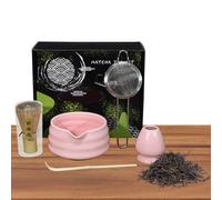 Service à thé japonais, kit matcha en céramique - 5 pièces - Kit robuste pour les amateurs de débutants, maison, cuisine, salle à manger, famille, famille