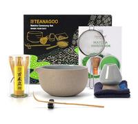 Service à thé japonais TEANAGOO (7 pièces), ensemble de fouet à matcha, bol à matcha avec bec verseur, fouet à matcha en bambou (Chasen), pelle (Chashaku), service à thé. N2, gris plus foncé…