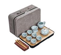 Service à thé Kung Fu, tasses en céramique avec craquelure glacée, infusion complète de Gongfu for la maison et le bureau(Travel bag A)