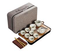 Service à thé Kung Fu, tasses en céramique avec craquelure glacée, infusion complète de Gongfu for la maison et le bureau(Travel bag B)