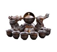 Service à thé Kungfu semi-automatique en céramique chinoise avec infuseur Gaiwan rotatif 6 tasses à thé résistant à la chaleur pour club, bureau, maison