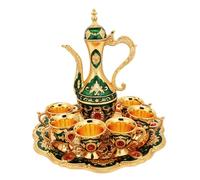 Service à thé marocain, 6 tasses à café turques avec théière, accessoires de cuisine vintage pour la maison, les fêtes, les mariages, vert