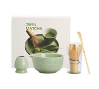 Service à thé matcha 4 pièces en céramique de style japonais avec fouet cuillère Bai Ben Li Emballage de luxe idéal pour les amateurs Artisanat exquis Tache facile d'entretien