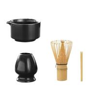 Service à thé Matcha 4 pièces, fouet, cuillère à café, service à thé, boissons d'intérieur, outils de préparation du thé, accessoires Kit Thé Matcha(Black)