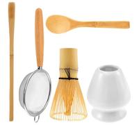 Service à thé Matcha 4 pièces, fouet, cuillère à café, thé, boissons d'intérieur, outils de préparation du thé, accessoires Kit Thé Matcha(A)