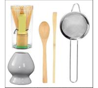 Service à thé Matcha 5 pièces for débutants, kit de préparation matcha avec fouet, cuillère, support for cuisine Matcha Kit(Set E)
