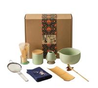 Service A Thé Matcha 9pcs Matcha Set With Ceramic Bowl, Whisk And Tea Spoon, Ceremony(Green)