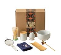 Service à thé Matcha 9pcs Matcha Set With Ceramic Bowl, Whisk And Tea Spoon, Ceremony(White)