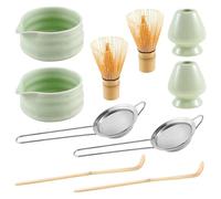 Service à thé Matcha Ensemble de 3/10 fouets à matcha, kit solide, vert stable, ensemble fouet et bol relaxant, sûr avec(Matcha Green)