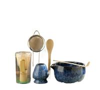 Service à thé Matcha Ensemble de 6 mélangeurs à matcha avec fouet, pinceau, cuillère café, four for boissons, magasin, outils préparation du thé, service(Blue 6pcs)