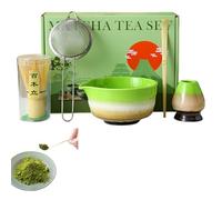 Service à thé Matcha - Ensemble de matcha japonais de 5/8 pièces avec fouet en bambou, pelle, bec et torchon - Coffret cadeau écologique pour débutants et amateurs de thé (dégradé de couleur, ensemble