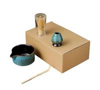 Service à thé Matcha Ensemble de thé Matcha 7/4 pièces, fait à la main, facile nettoyer, bol, fouet, cuillère café, accessoires for préparation du, cérémonie(4pcs blue)