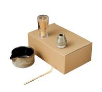 Service à thé Matcha Ensemble de thé Matcha 7/4 pièces, fait à la main, facile nettoyer, bol, fouet, cuillère café, accessoires for préparation du, cérémonie(4pcs white)