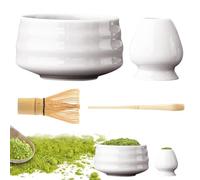 Service à thé matcha - Fouet à thé en céramique | Kit de démarrage naturel pour matcha avec fouet à matcha, bol, cuillère à matcha, 4 pièces traditionnelles pour restaurant, décoration de cuisine