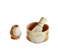 Service à thé matcha japonais - Bol à matcha style dynastie Song avec porte-fouet en bambou, kit traditionnel de cérémonie du thé (Moka rouge)