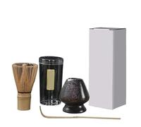 Service à Thé Matcha Lot De 3 Pinceaux À Thé, Support For Mélanger Le Thé Matcha, Outils De Commande, 3 Cuillères À Thé, Porte-pinceaux À Thé(Black pink)