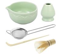 Service à thé Matcha Service à thé 5 pièces, Chasen, fouet, support, bol matcha for débutants(Green)
