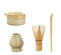 Service A Thé Matcha Service à thé Matcha 4 pièces, fouet, cuillère à café, service à thé, boissons d'intérieur, outils de préparation du thé, accessoires(Wire White)