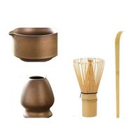 Service à thé Matcha Service à thé Matcha 4 pièces, fouet, cuillère café, service, boissons d'intérieur, outils de préparation du, accessoires(Brown)