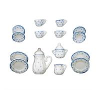Service à thé miniature en porcelaine 1:12 pour maison de poupée, ensemble de tasses à thé en porcelaine, motif floral, ensemble de plateaux, 15 pièces décoration de maison de poupée