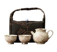 Service à thé portable en céramique avec motif marguerite, lot de deux tasses de thé de voyage en plein air